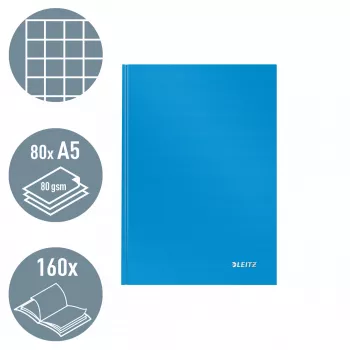 Leitz Notebook Solid Hardcover A5 Squaczerwony 90 gram 80 sheets, Monochromatyczny, Niebieski, A5, 80 kartek, Błyszczący, 80 g/m²