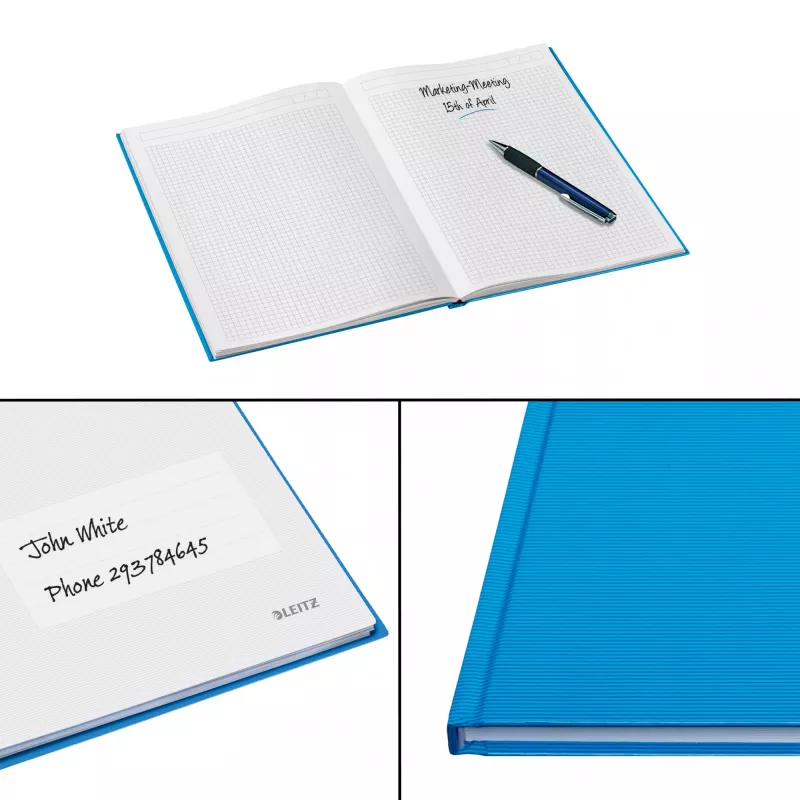 Leitz Notebook Solid Hardcover A5 Squaczerwony 90 gram 80 sheets, Monochromatyczny, Niebieski, A5, 80 kartek, Błyszczący, 80 g/m²