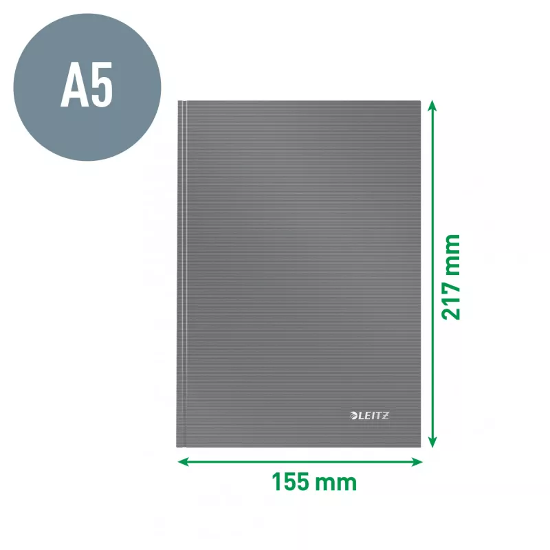 Leitz Notebook Solid Hardcover A5 Squaczerwony 90 gram 80 sheets, Monochromatyczny, Niebieski, A5, 80 kartek, Błyszczący, 80 g/m²