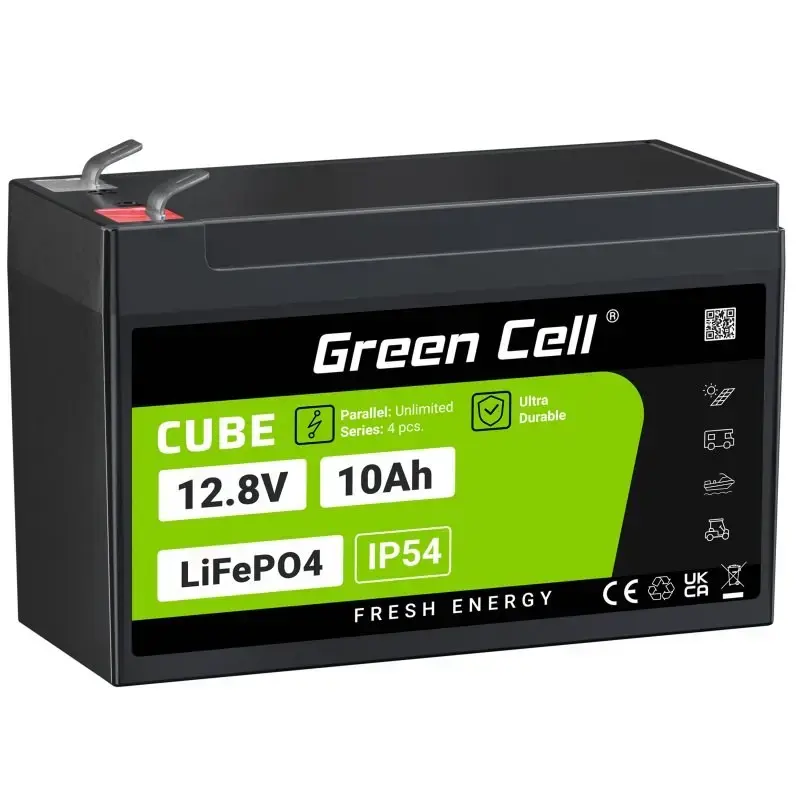 Akumulator przemysłowy zielony Cell LFPGC12V10AH 12,8 V 10 Ah LiFePO4, 155x100x100 mm, 2 kg