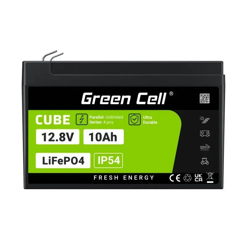 Akumulator przemysłowy zielony Cell LFPGC12V10AH 12,8 V 10 Ah LiFePO4, 155x100x100 mm, 2 kg
