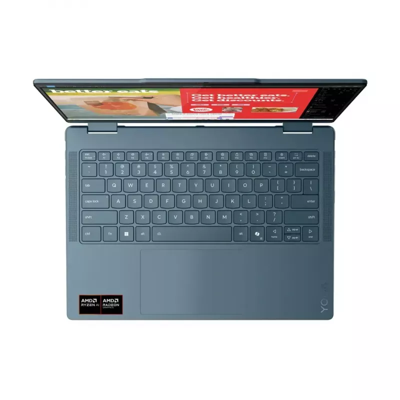 Laptop 2-w-1 Lenovo Yoga 7 14 cali OLED dotykowy, AMD Ryzen AI 5 340, 16 GB LPDDR5, 512 GB SSD, Radeon 840M, 70 Wh, Tidal Teal
