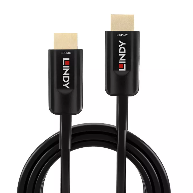 Lindy 10m Kabel HDMI Ultra High Speed Hybrydowy Światłowodowy, 10 m, HDMI Typ A (Standardowy), HDMI Typ A (Standardowy), 48 Gbit/s, Kanał zwrotny audio (ARC), Czarny