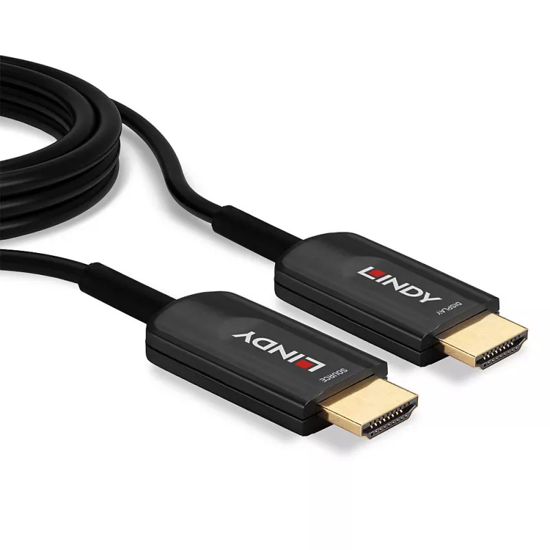 Lindy 10m Kabel HDMI Ultra High Speed Hybrydowy Światłowodowy, 10 m, HDMI Typ A (Standardowy), HDMI Typ A (Standardowy), 48 Gbit/s, Kanał zwrotny audio (ARC), Czarny