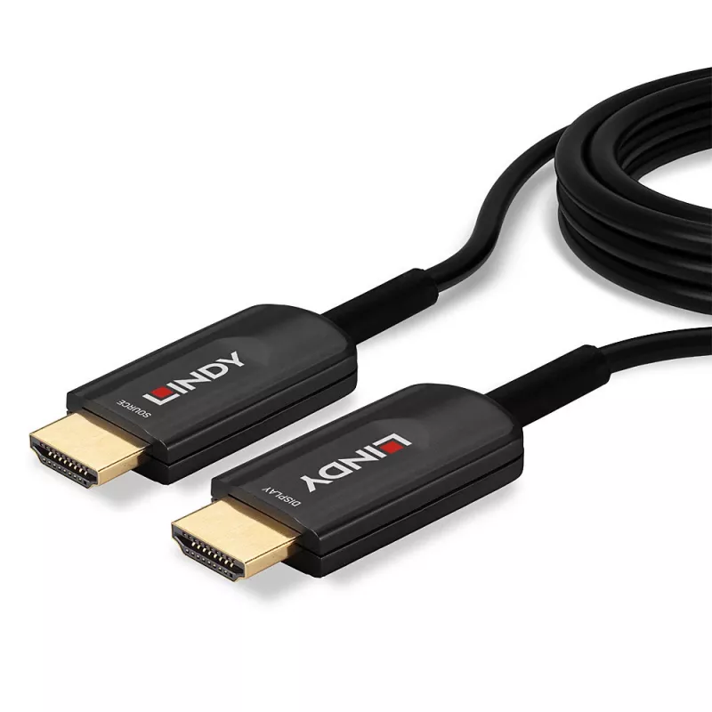 Lindy 10m Kabel HDMI Ultra High Speed Hybrydowy Światłowodowy, 10 m, HDMI Typ A (Standardowy), HDMI Typ A (Standardowy), 48 Gbit/s, Kanał zwrotny audio (ARC), Czarny