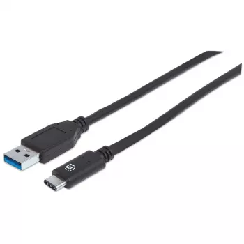 Kabel Manhattan USB-C do USB-A, 1 m, męski do męskiego, 10 Gb/s (USB 3.2 Gen 2, znany również jako USB 3.1), 3 A (szybkie ładowanie), SuperSpeed+ USB, czarny, dożywotnia gwarancja, odpowiednik USB31AC1M