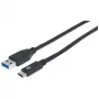 Kabel Manhattan USB-C do USB-A, 1 m, męski do męskiego, 10 Gb/s (USB 3.2 Gen 2, znany również jako USB 3.1), 3 A (szybkie ładowanie), SuperSpeed+ USB, czarny, dożywotnia gwarancja, odpowiednik USB31AC1M