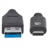 Kabel Manhattan USB-C do USB-A, 1 m, męski do męskiego, 10 Gb/s (USB 3.2 Gen 2, znany również jako USB 3.1), 3 A (szybkie ładowanie), SuperSpeed+ USB, czarny, dożywotnia gwarancja, odpowiednik USB31AC1M