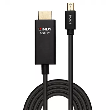 Kabel Lindy 1m Active Mini DisplayPort do HDMI z HDR, 1 m, Mini DisplayPort, HDMI, Męski, Męski, Prosty