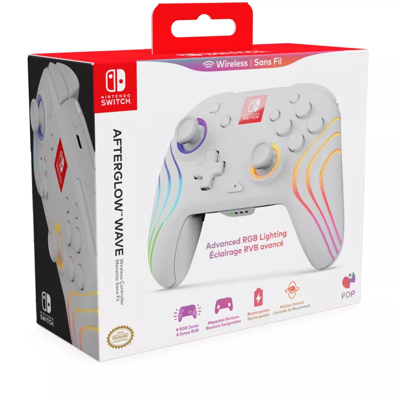 PDP Afterglow Wave biały USB Gamepad Analogue / Digital Nintendo Switch, Nintendo Switch Lite, Nintendo Switch OLED