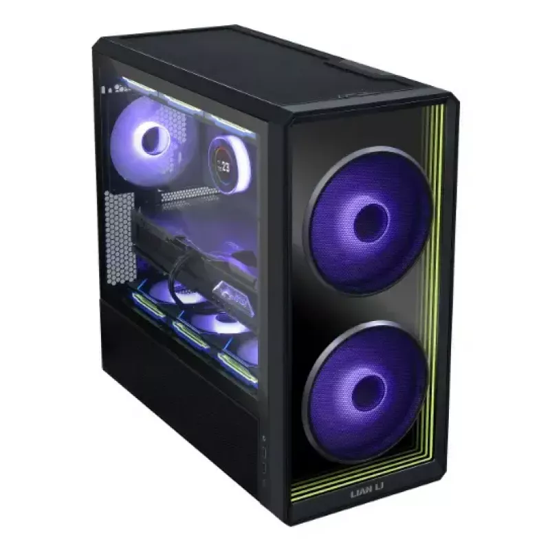 Obudowa PC Lian Li Lancool 217 INF Midi Tower — czarna, obsługa EATX/ATX/Micro‑ATX/Mini‑ITX, 2x120mm przód, 1x140mm tył, 1×3,5 cala + 8×2,5 cala, szkło hartowane