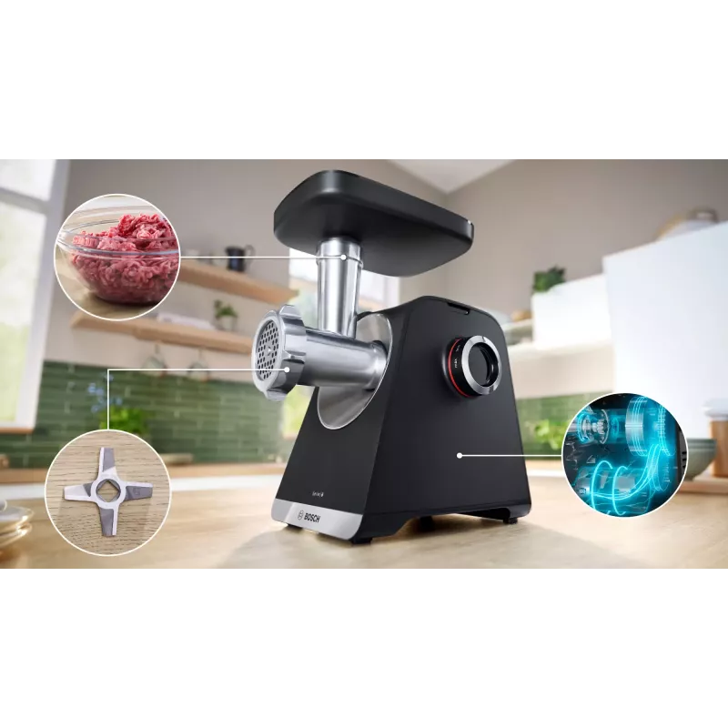 Bosch Serie 6 maszynka do mięsa 2100 W Czarny, Srebrny