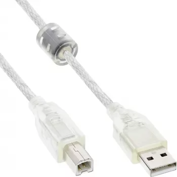 InLine Kabel USB 2.0 typu A męski / B męski przezroczysty, rdzeń ferrytowy, 1m