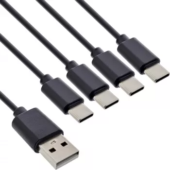 Kabel do ładowania InLine USB 4w1 Y, 1x wtyk USB-A na 4x wtyk USB-C, czarny 1m