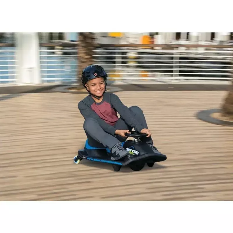 Elektryczny gokart driftowy Razor Crazy Cart Shift — niebieski, silnik 90 W, akumulator 12 V, do 13 km/h, maks. waga użytkownika 54 kg
