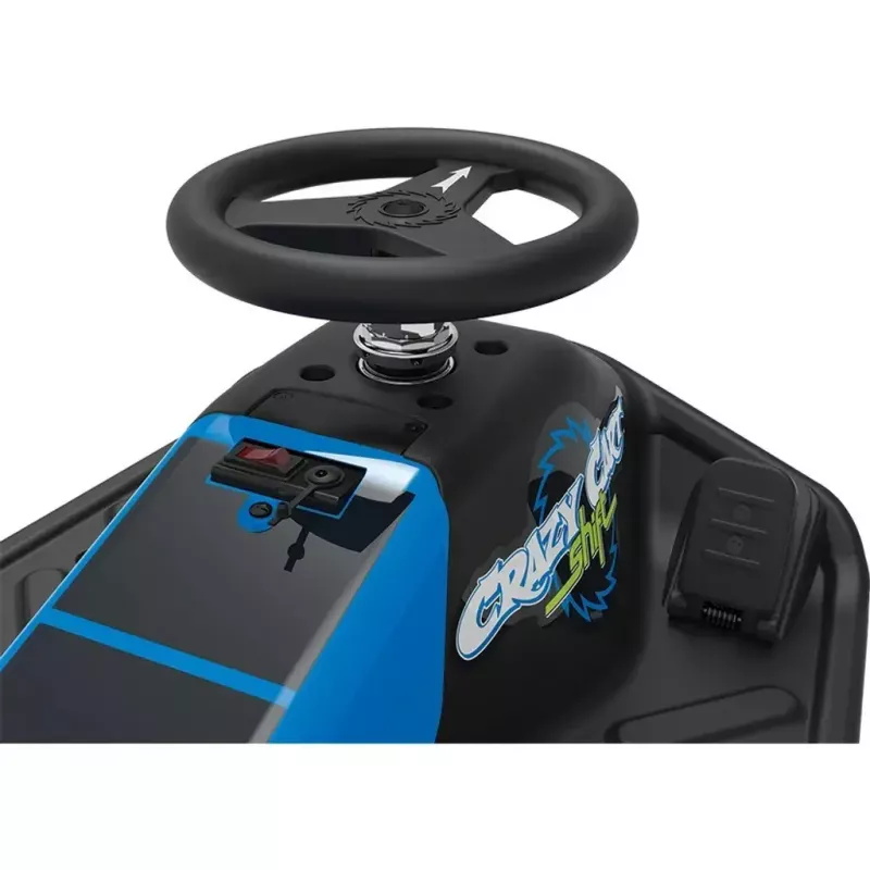 Elektryczny gokart driftowy Razor Crazy Cart Shift — niebieski, silnik 90 W, akumulator 12 V, do 13 km/h, maks. waga użytkownika 54 kg