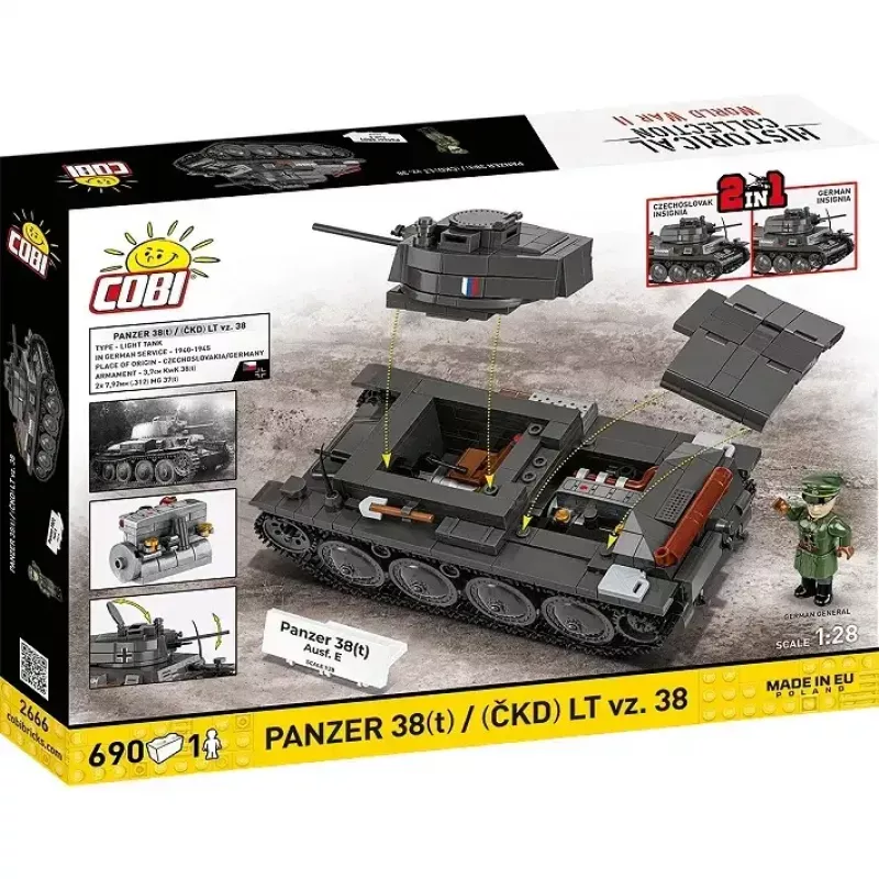 Zestaw konstrukcyjny Cobi Blocks Panzer 38 VZ.38 690 elementów – model w skali