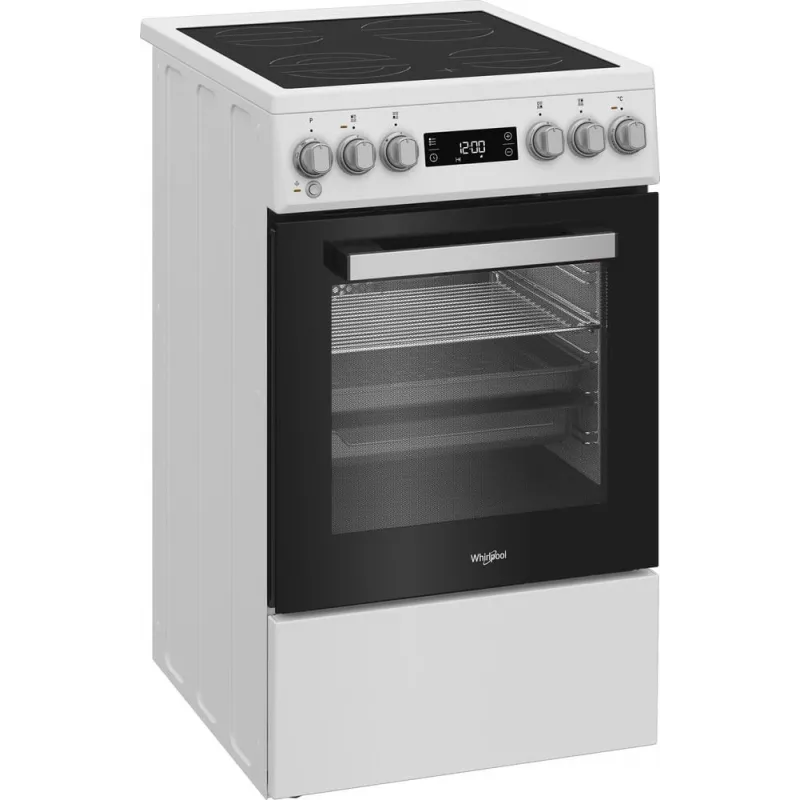 Whirlpool W5V5LCW Kuchenka wolnostojąca Elektryczna Płyta ceramiczna Czarny, Biały