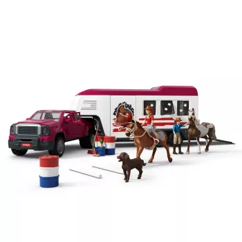 schleich Ciężarówka nad jeziorem z przyczepą, Zwierzęta, Konie, Od 5 lat, Wielokolorowy