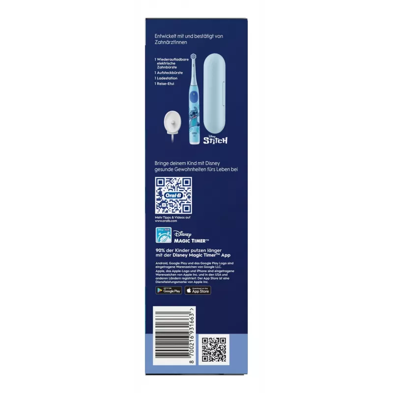 Szczoteczka rotacyjna dla dzieci Oral-B iO Kids Stitch niebieska