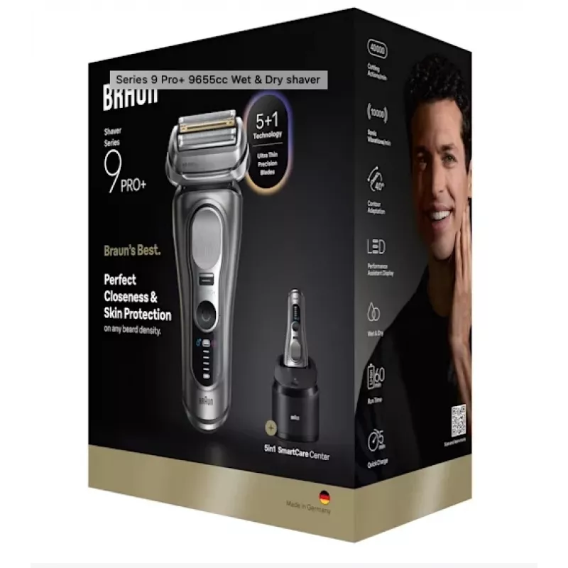 Golarka siatkowa Braun Series 9 Pro+ 9655cc z trymerem, szara