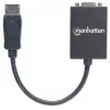 Manhattan DisplayPort do VGA HD15 kabel konwertera, 15cm, wtyk do gniazda, aktywny, DP z zatrzaskiem, czarny, dożywotnia gwarancja, odpowiednik DP2VGA2.