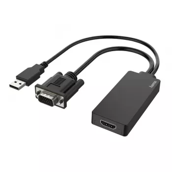 Hama 00200342 adapter kabla wideo 0,15 m USB typu A + VGA (D-Sub) HDMI czarny
