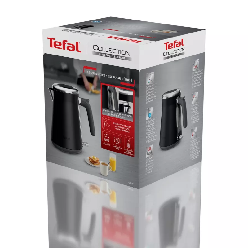 Czajnik elektryczny Tefal KI6668E0 — 1,7 l, 2400 W, obudowa ze stali nierdzewnej, czarny