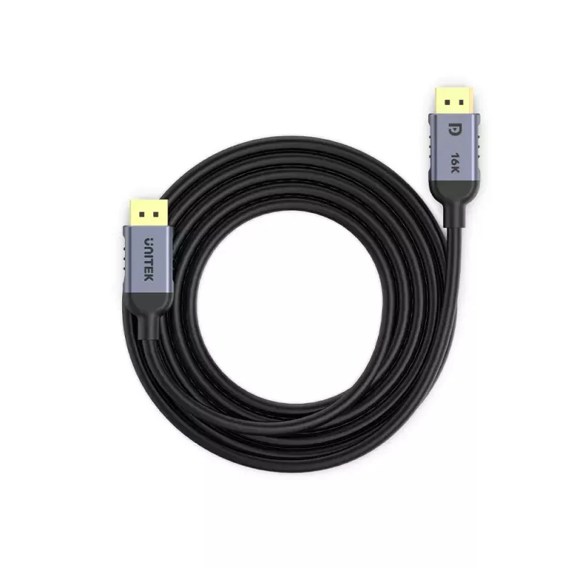 Kabel DisplayPort Unitek C1626GY01-3M 3 m, DisplayPort 2.1 męsko-męski, 80 Gbit/s, HDR, HDCP 2.2, pozłacane styki