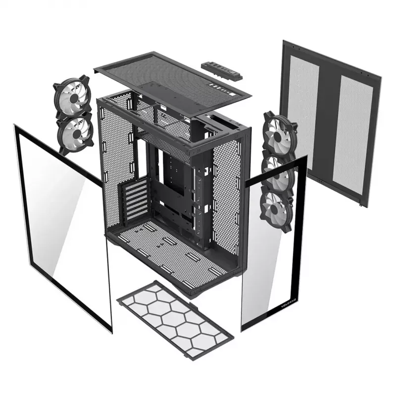 Pełnowymiarowa obudowa PC MODECOM Volcano SPACE XL ARGB — Full Tower, obsługa E-ATX, szkło hartowane, ARGB, GPU do 440 mm