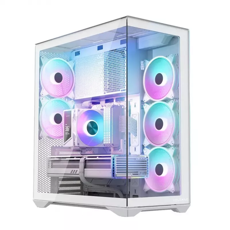 Obudowa PC full-tower MODECOM Volcano SPACE XL ARGB FULL TOWER 5F biały — ATX, szkło hartowane, ARGB, USB-C