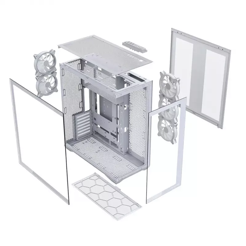 Obudowa PC full-tower MODECOM Volcano SPACE XL ARGB FULL TOWER 5F biały — ATX, szkło hartowane, ARGB, USB-C