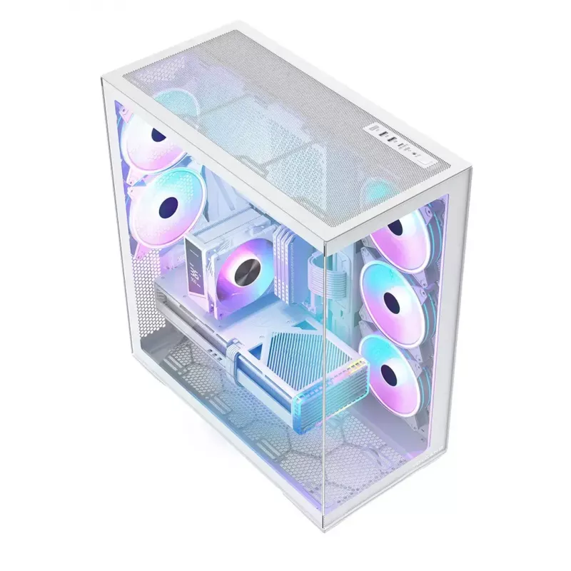Obudowa PC full-tower MODECOM Volcano SPACE XL ARGB FULL TOWER 5F biały — ATX, szkło hartowane, ARGB, USB-C
