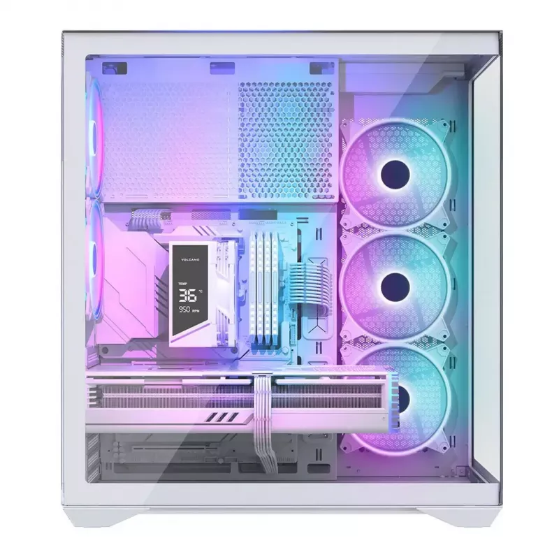 Obudowa PC full-tower MODECOM Volcano SPACE XL ARGB FULL TOWER 5F biały — ATX, szkło hartowane, ARGB, USB-C