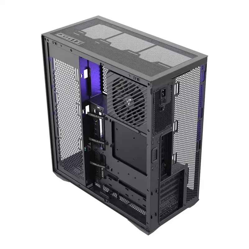 Obudowa Full-Tower PC MODECOM Volcano SPACE XL NF — Czarna, szkło hartowane, ARGB, obsługa micro-ATX, GPU do 44 cm, 3×3,5 cala/4×2,5 cala wnęki, USB-A 2×, USB-C 1×