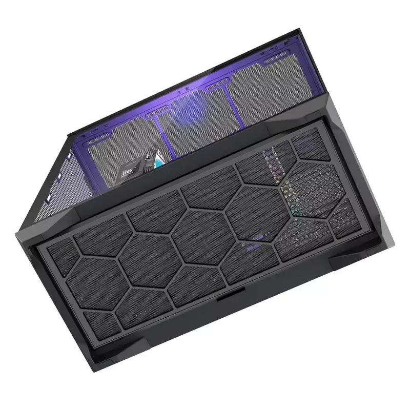 Obudowa Full-Tower PC MODECOM Volcano SPACE XL NF — Czarna, szkło hartowane, ARGB, obsługa micro-ATX, GPU do 44 cm, 3×3,5 cala/4×2,5 cala wnęki, USB-A 2×, USB-C 1×