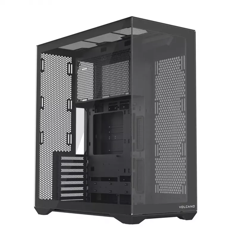 Obudowa Full-Tower PC MODECOM Volcano SPACE XL NF — Czarna, szkło hartowane, ARGB, obsługa micro-ATX, GPU do 44 cm, 3×3,5 cala/4×2,5 cala wnęki, USB-A 2×, USB-C 1×
