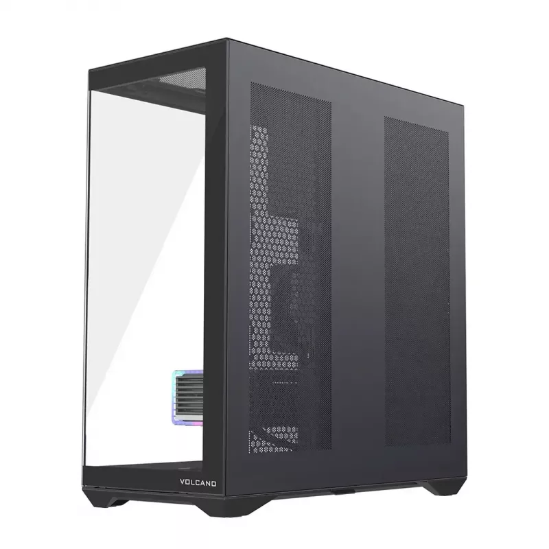 Obudowa Full-Tower PC MODECOM Volcano SPACE XL NF — Czarna, szkło hartowane, ARGB, obsługa micro-ATX, GPU do 44 cm, 3×3,5 cala/4×2,5 cala wnęki, USB-A 2×, USB-C 1×