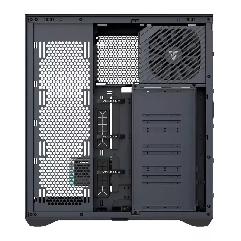 Obudowa Full-Tower PC MODECOM Volcano SPACE XL NF — Czarna, szkło hartowane, ARGB, obsługa micro-ATX, GPU do 44 cm, 3×3,5 cala/4×2,5 cala wnęki, USB-A 2×, USB-C 1×