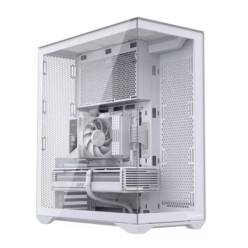 Obudowa PC Full Tower MODECOM Volcano SPACE XL FULL TOWER NF biała — ARGB, szkło hartowane, 8 slotów rozszerzeń, GPU do 440 mm