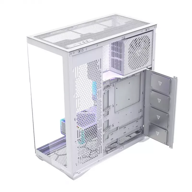 Obudowa PC Full Tower MODECOM Volcano SPACE XL FULL TOWER NF biała — ARGB, szkło hartowane, 8 slotów rozszerzeń, GPU do 440 mm