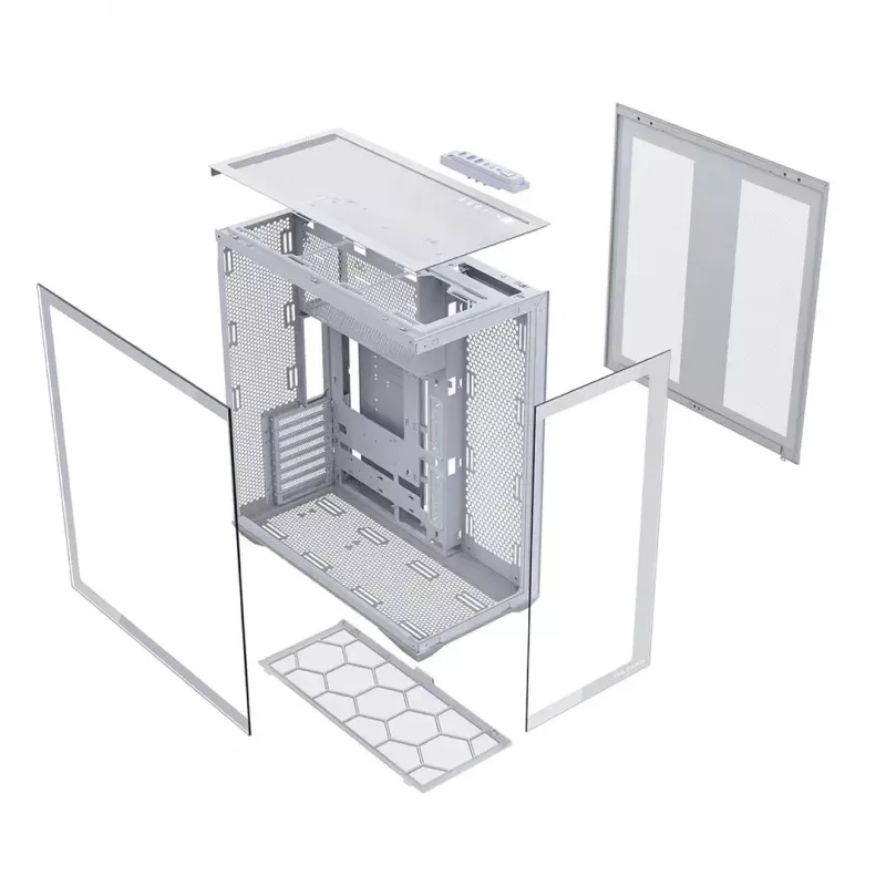 Obudowa PC Full Tower MODECOM Volcano SPACE XL FULL TOWER NF biała — ARGB, szkło hartowane, 8 slotów rozszerzeń, GPU do 440 mm