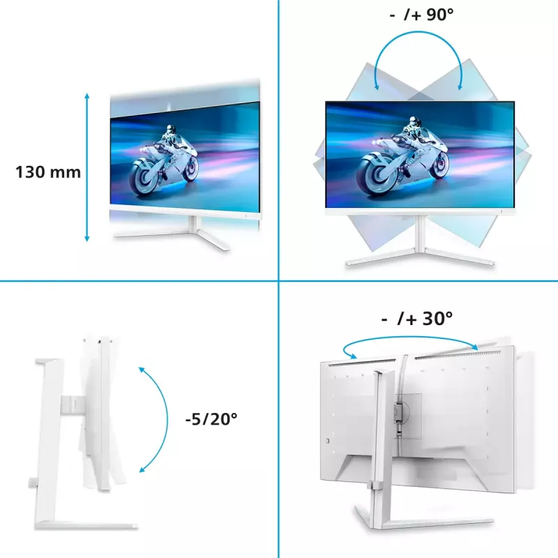 Monitor komputerowy Philips Evnia 6000 27M2N6501L/00, 67,3 cm (26,5 cala), 2560 x 1440 pikseli, Quad HD, QD-OLED, biały
