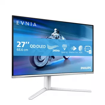 Monitor komputerowy Philips Evnia 6000 27M2N6501L/00, 67,3 cm (26,5 cala), 2560 x 1440 pikseli, Quad HD, QD-OLED, biały