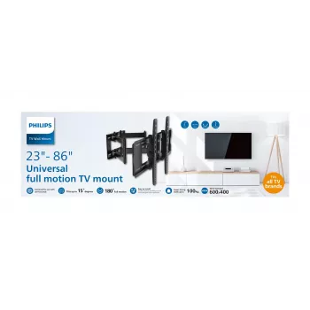 Philips SQM9640/00 Uniwersalny uchwyt ścienny do telewizora, 23-86 cali, 55 kg, czarny