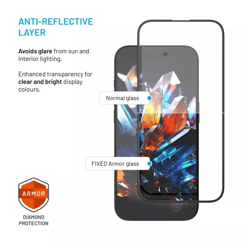 Szkło ochronne FIXED do Apple iPhone 17 Pro — hartowane szkło, czarne, Armor z aplikatorem przeciwpyłowym i warstwą AR