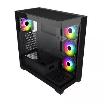 FSP M340-BA Obudowa Midi Tower mITX, mATX, ATX Czarna ARGB, Midi Tower, PC, Czarna, ATX, micro ATX, Mini-ITX, Szkło, SPCC, 17 cm
