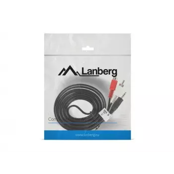 Kabel audio Lanberg CA-MJRC-10CC-0020-BK 3.5mm RCA 2m Czarny Czerwony Biały