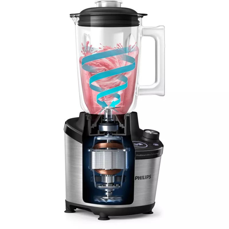Blender stołowy Philips serii 7000 HR3760/10 Czarny Stal nierdzewna