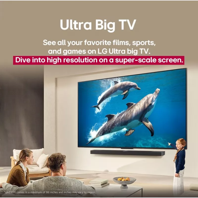 Telewizor LG QNED AI 65QNED70A6A 165,1 cm (65 cali) 4K Ultra HD Smart TV Wi-Fi Czarny